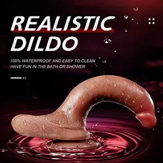 7.87 Inch Realistic Dildo for Women Beginners G-Spot and Anal Play, Soft Liquid Silicone Suction Cup Dildos for Hands-Free Play,