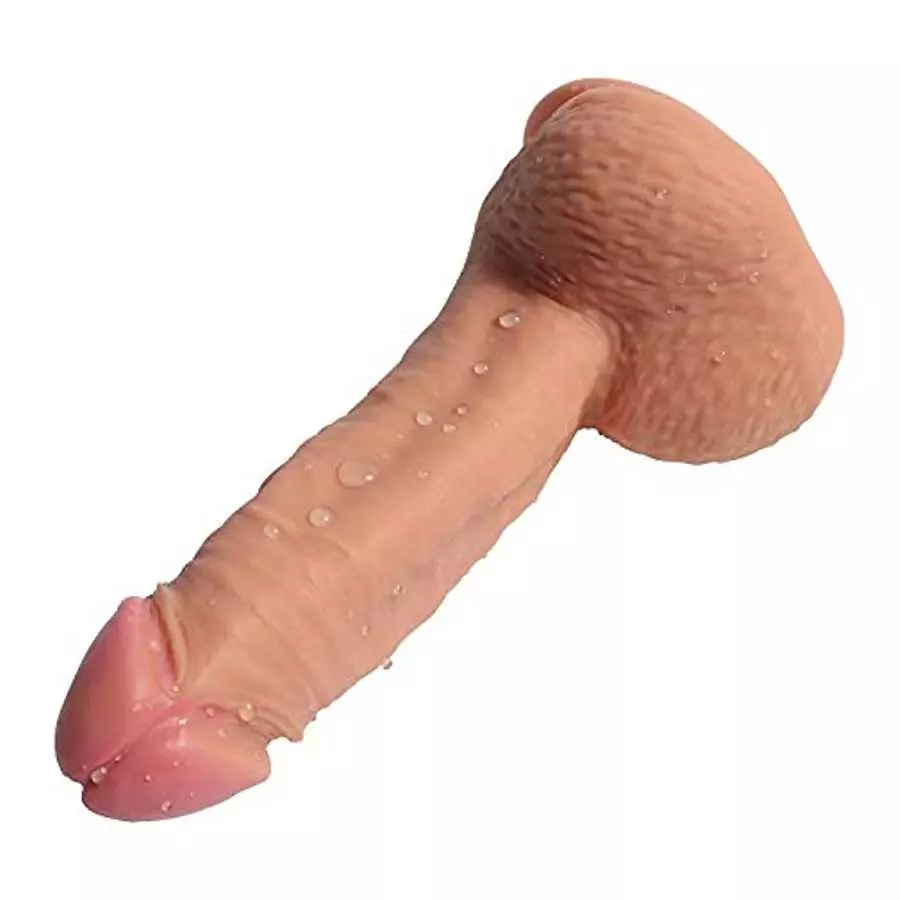 Hyper Realistic Dildo Dual Layered Liquid Silicone Bendable Sex Toy with Suction Cup 7.8 Inches