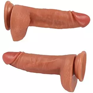 Hyper Realistic Dildo Dual Layered Liquid Silicone Bendable Sex Toy with Suction Cup 7.8 Inches