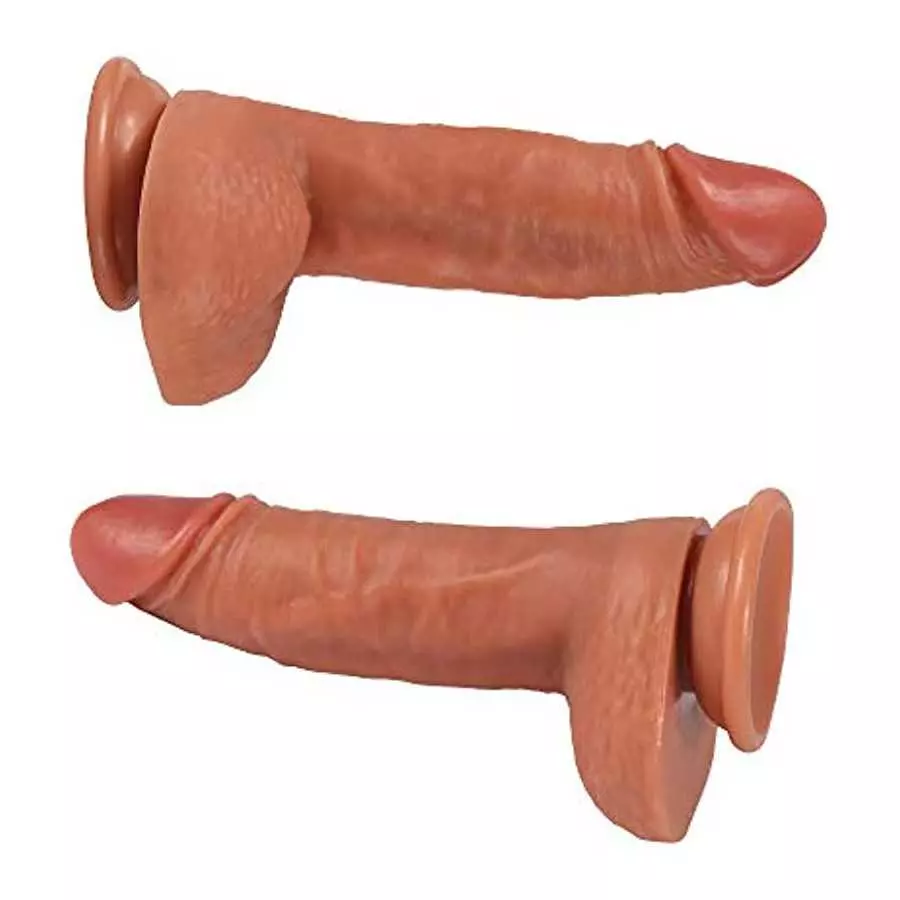 Hyper Realistic Dildo Dual Layered Liquid Silicone Bendable Sex Toy with Suction Cup 7.8 Inches