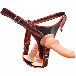 Hliang Harness Strap-On Dildos,Multiple penetrations Three Dildo Dong Wearable Pegging Toys,Adjustable Strap on Penis Anal Plug