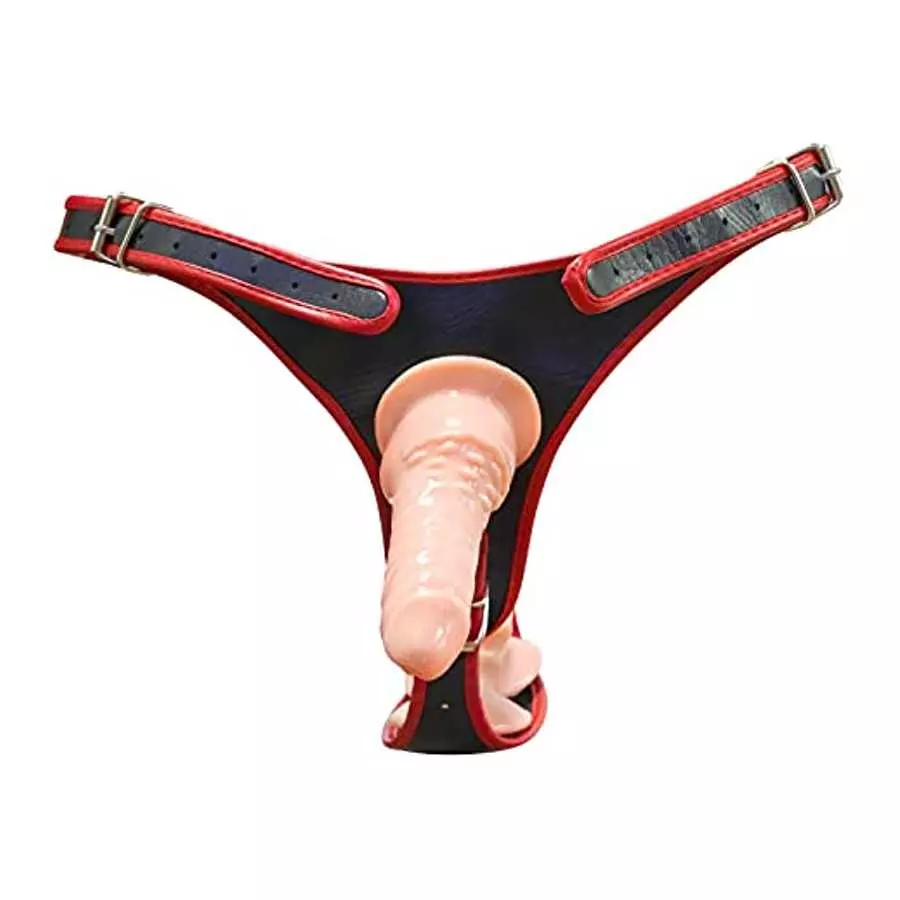 Hliang Harness Strap-On Dildos,Multiple penetrations Three Dildo Dong Wearable Pegging Toys,Adjustable Strap on Penis Anal Plug
