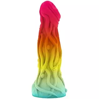 7.5 Inch Realistic Dildo with Colorful Design, Suction Cup for Hands-Free Play, Flexible and Soft Silicone Dildo, Adult Sensory