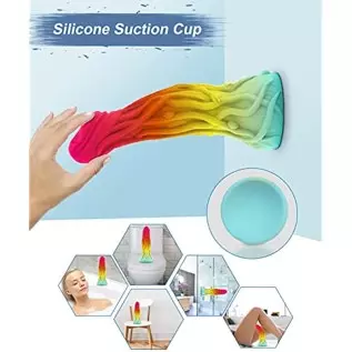7.5 Inch Realistic Dildo with Colorful Design, Suction Cup for Hands-Free Play, Flexible and Soft Silicone Dildo, Adult Sensory