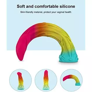 7.5 Inch Realistic Dildo with Colorful Design, Suction Cup for Hands-Free Play, Flexible and Soft Silicone Dildo, Adult Sensory