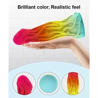 7.5 Inch Realistic Dildo with Colorful Design, Suction Cup for Hands-Free Play, Flexible and Soft Silicone Dildo, Adult Sensory
