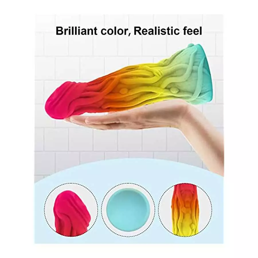 7.5 Inch Realistic Dildo with Colorful Design, Suction Cup for Hands-Free Play, Flexible and Soft Silicone Dildo, Adult Sensory