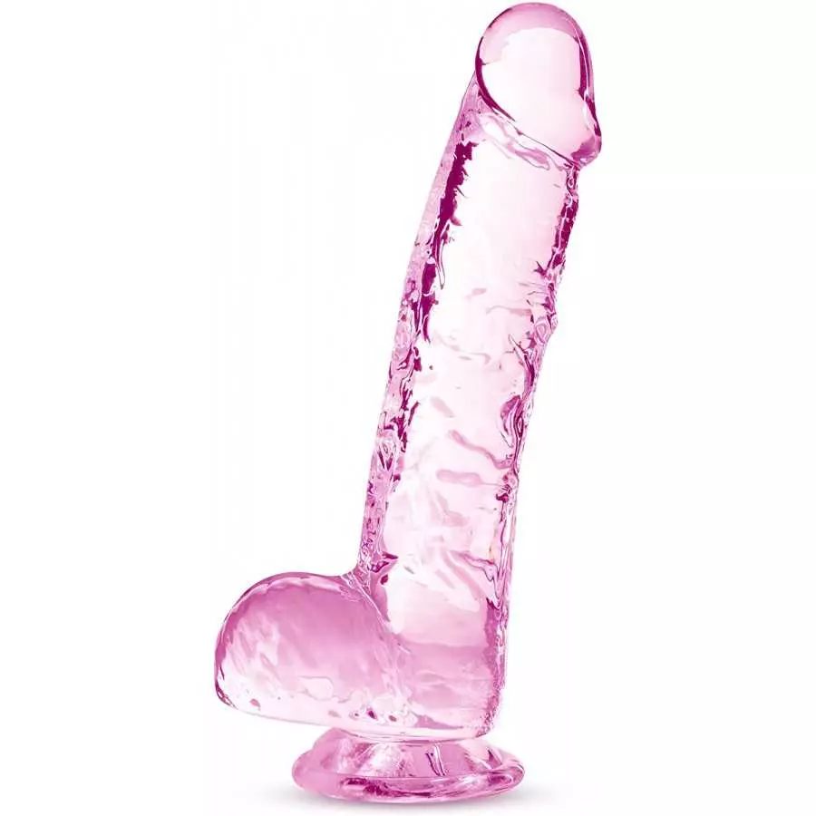 Blush 6 Inch Crystalline Dildo Suction Cup Harness Compatible Realistic Lifelike Hand Sculpted Sex Toy for Men Women Couples