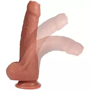Anfei Foreskin Realistic Dildo Dual Layer Liquid Silicone Push-Back Prepuce Penis Sex Toy with Suction Cup