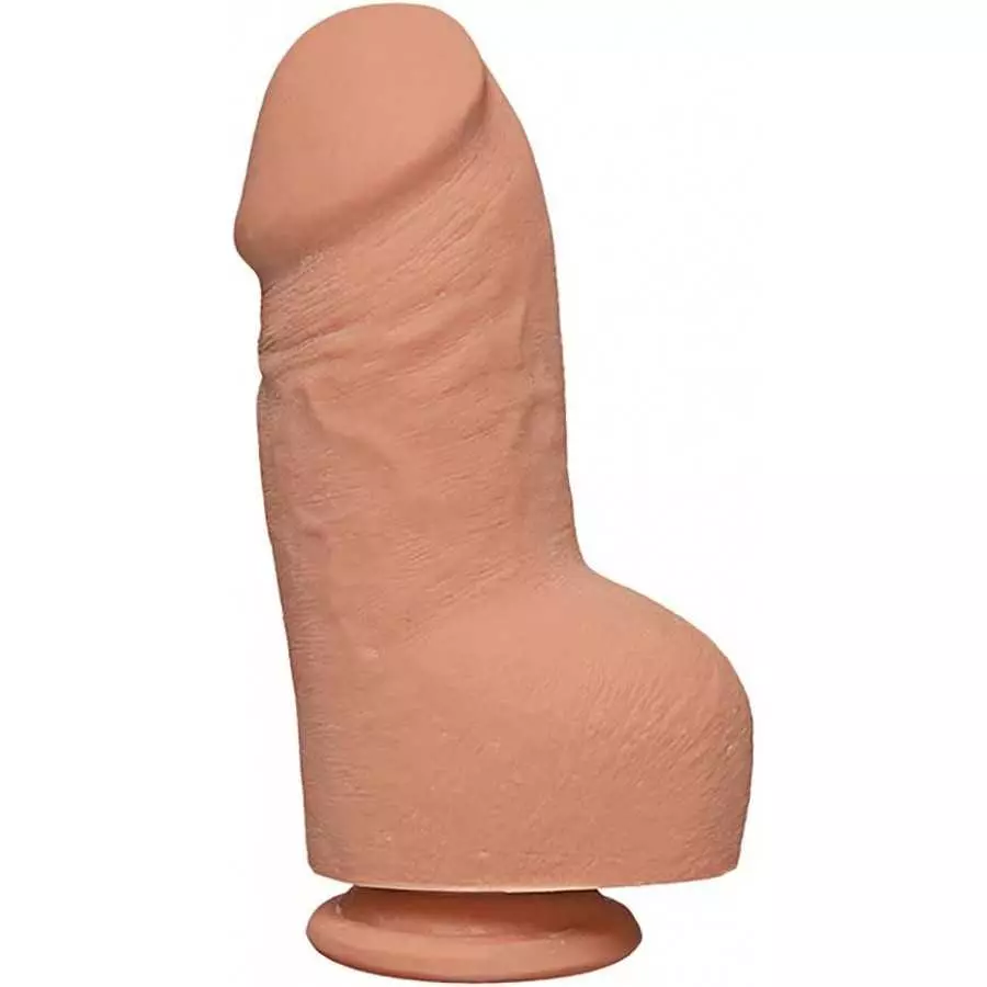 Doc Johnson The D - Fat D - 8 Inch with Balls - ULTRASKYN - 8" Long and 2.75" Wide - Strong Suction Cup Base - O-Ring Harness Co
