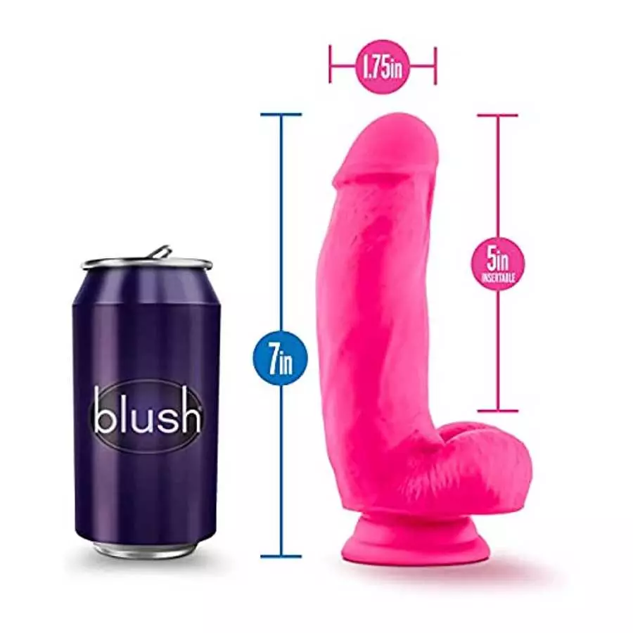 Blush Neo Elite 7 Inch Sculpted Satin Smooth Silicone Sensa Feel Dual Density Realistic Suction Cup Harness Compatible Dildo - F