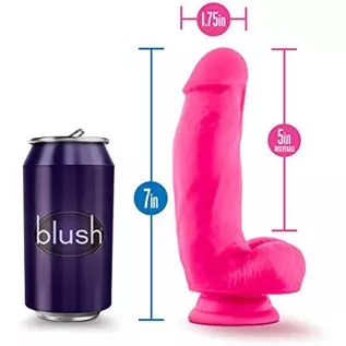 Blush Neo Elite 7 Inch Sculpted Satin Smooth Silicone Sensa Feel Dual Density Realistic Suction Cup Harness Compatible Dildo - F