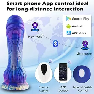 Monster Dildos, Huge Alien Octopus Dildo, Long Distance Sex Toys, Fantasy Silicone Bluetooth Dildo with Suction, Lifelike Giant
