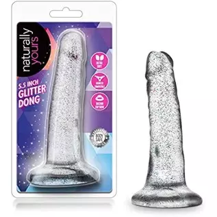 6k Naturally Yours 5 1/2 inch Glitter Realistic Feel Soft Pliable Dildo - Fragrance Free Suction Cup Harness Compatible Couples 