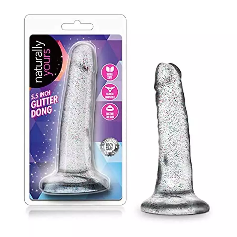 Blush Naturally Yours 5 1/2 inch Glitter Realistic Feel Soft Pliable Dildo - Fragrance Free Suction Cup Harness Compatible Coupl Blush Naturally Yours 5 1/2 inch Glitter Realistic Feel Soft Pliable Dildo - Fragrance Free Suction Cup Harness Compatible Coupl