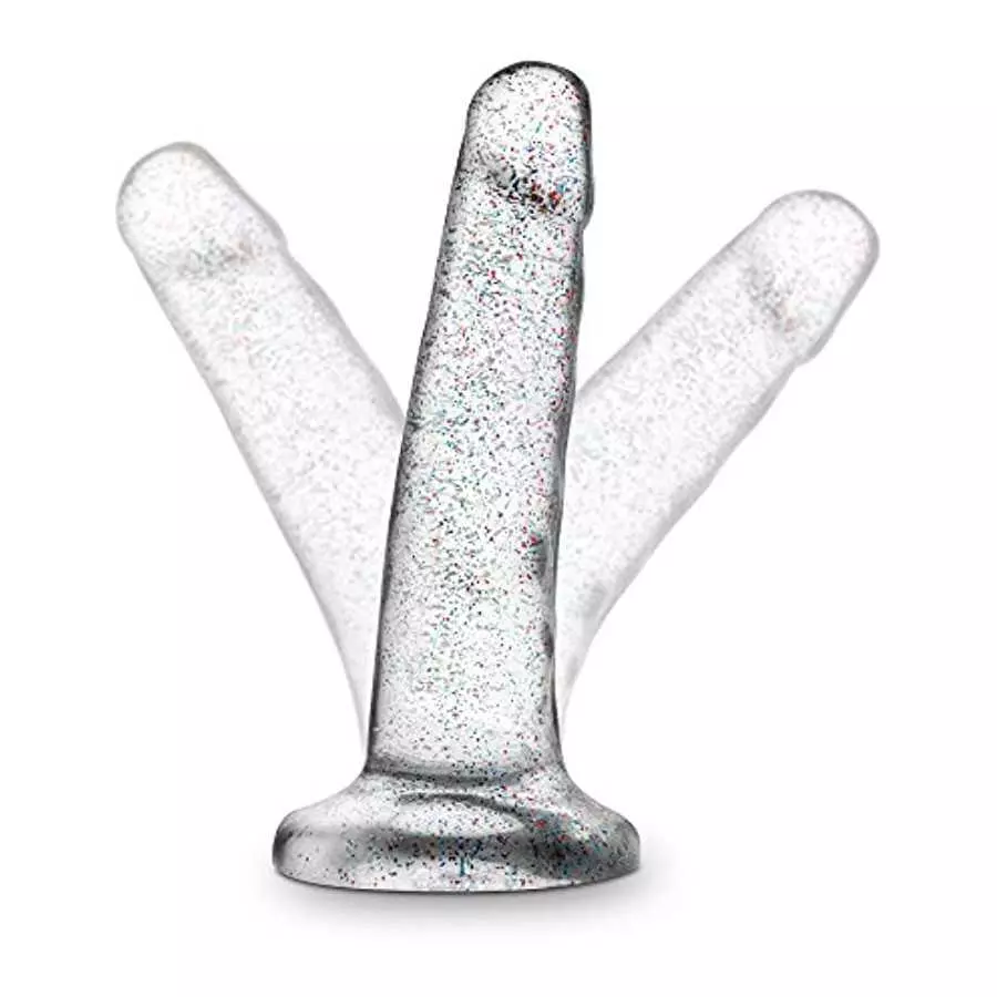 Blush Naturally Yours 5 1/2 inch Glitter Realistic Feel Soft Pliable Dildo - Fragrance Free Suction Cup Harness Compatible Coupl