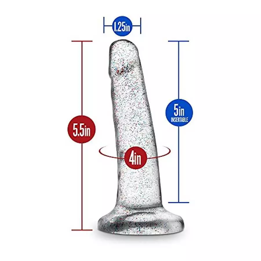 Blush Naturally Yours 5 1/2 inch Glitter Realistic Feel Soft Pliable Dildo - Fragrance Free Suction Cup Harness Compatible Coupl