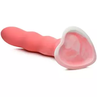 CURVE TOYS Simply Sweet Wavy Silicone Dildo for Men, Women, & Couples. Firm and Flexible Strong Suction Base. 1 Piece, Pink.