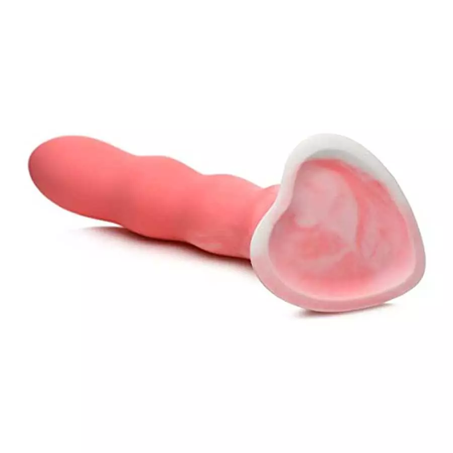 CURVE TOYS Simply Sweet Wavy Silicone Dildo for Men, Women, & Couples. Firm and Flexible Strong Suction Base. 1 Piece, Pink.