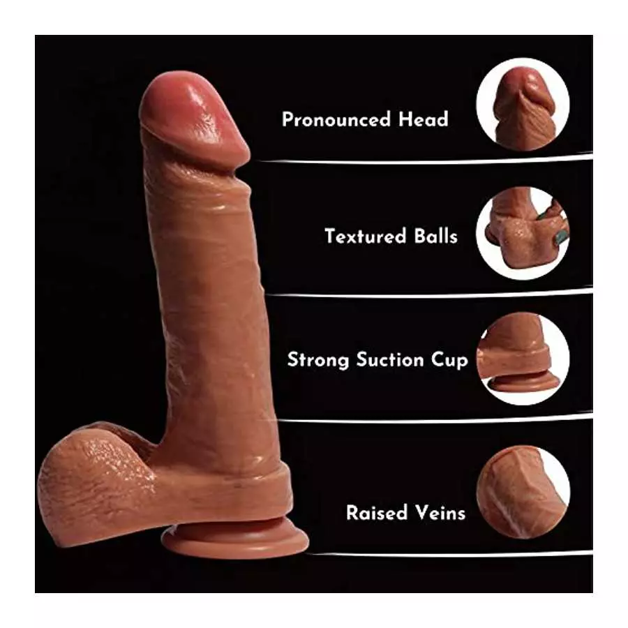 Realistic Dildos for Women, 8.5Inch Dildo with Suction Cup, Big Cock Vaginal G-spot and Anal Play,Body-Safe Material and Adult S