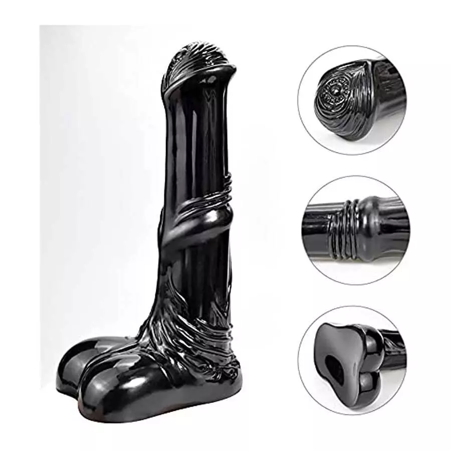 Romi Big Animal Dildo 9.96" Horse Penis Realistic Cock Anal Plugs Artificial Adult Sex Toys ( Black )