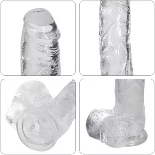 Realistic Dildos Feels Like Skin, 7.87 Inch Clear Dildo with Suction Cup for Hands-Free Play, Body-Safe Material and Adult Sex T