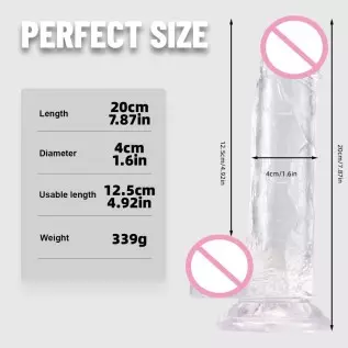 Realistic Dildos Feels Like Skin, 7.87 Inch Clear Dildo with Suction Cup for Hands-Free Play, Body-Safe Material and Adult Sex T
