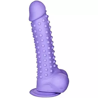 EIS Bumpy Natural Dildo - Large G-spot and Anal Dildo with Suction Cup, Realistic Shape with Testicles, Skin Friendly Silicone -