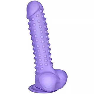 EIS Bumpy Natural Dildo - Large G-spot and Anal Dildo with Suction Cup, Realistic Shape with Testicles, Skin Friendly Silicone -
