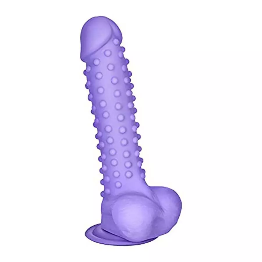 EIS Bumpy Natural Dildo - Large G-spot and Anal Dildo with Suction Cup, Realistic Shape with Testicles, Skin Friendly Silicone -