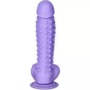 EIS Bumpy Natural Dildo - Large G-spot and Anal Dildo with Suction Cup, Realistic Shape with Testicles, Skin Friendly Silicone -