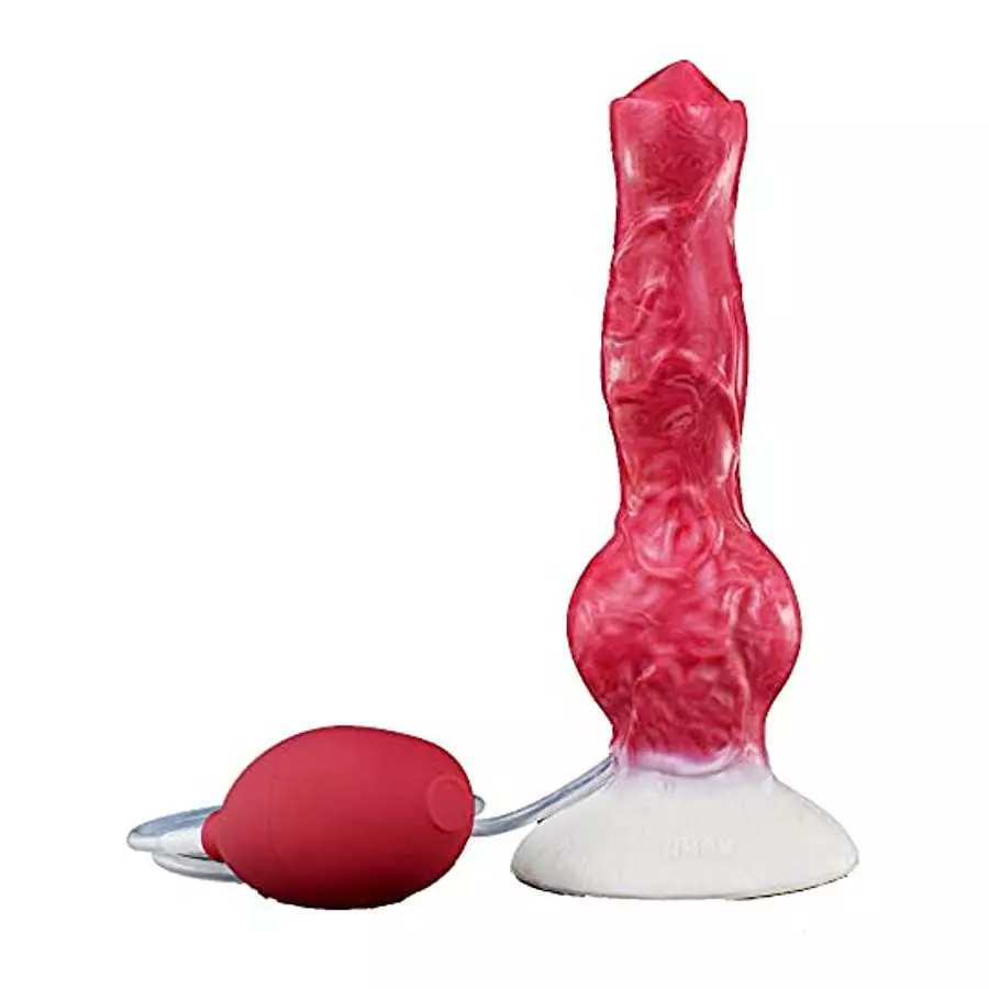 Soft Suction Multi Color Artificial Wolf Dildo Squirting Dildo Canine with Syringe Bulb for Beginner