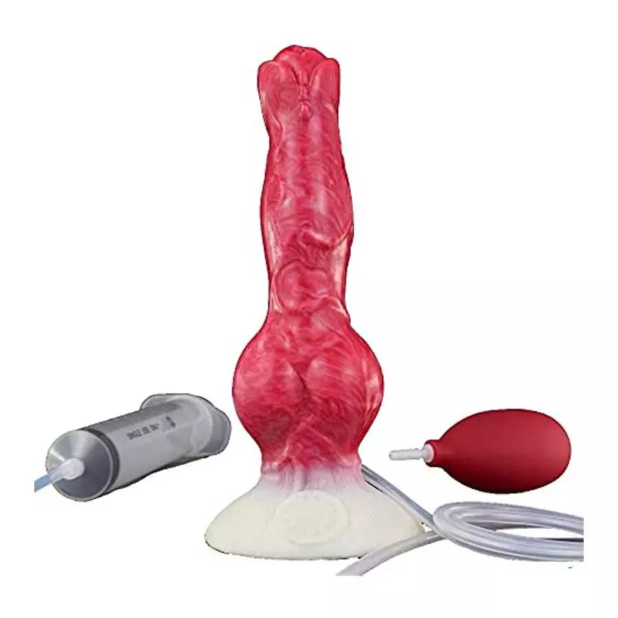 Soft Suction Multi Color Artificial Wolf Dildo Squirting Dildo Canine with Syringe Bulb for Beginner