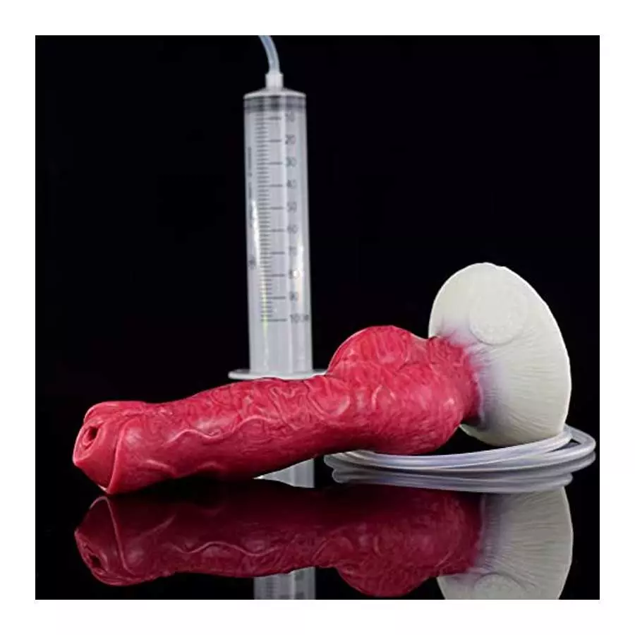 Soft Suction Multi Color Artificial Wolf Dildo Squirting Dildo Canine with Syringe Bulb for Beginner