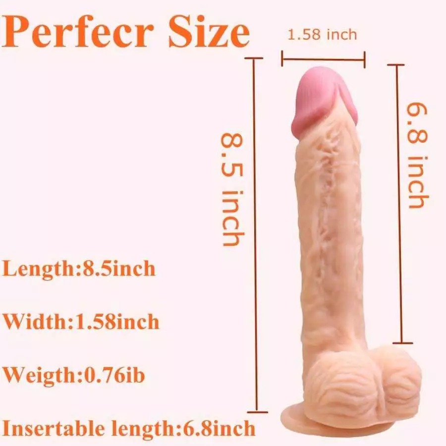 DIYAZI Realistic Dildo with Strong Suction Cup for Hands-Free Play, Flexible Cock with Curved Shaft and Balls for Vaginal G-spot