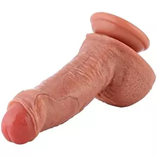 Dual Density Uncut Fat Dildo, Girth Soft Dildo, Realistic Penis with Suction Cup