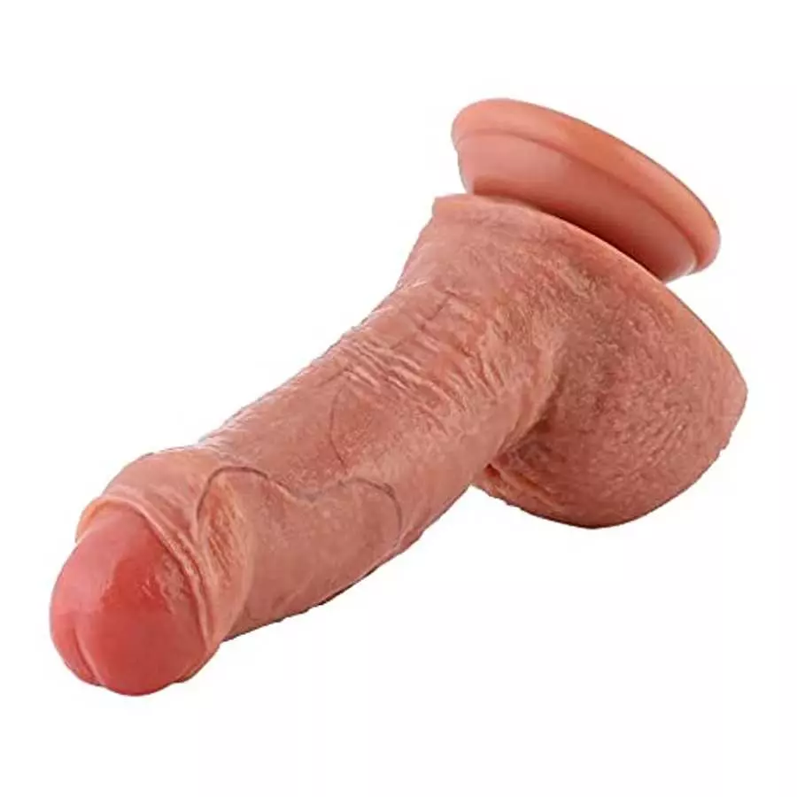 Dual Density Uncut Fat Dildo, Girth Soft Dildo, Realistic Penis with Suction Cup