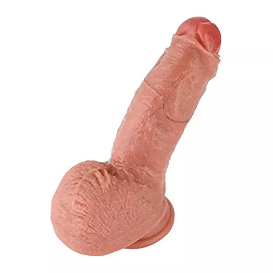 Dual Density Uncut Fat Dildo, Girth Soft Dildo, Realistic Penis with Suction Cup