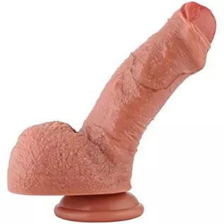 Dual Density Uncut Fat Dildo, Girth Soft Dildo, Realistic Penis with Suction Cup