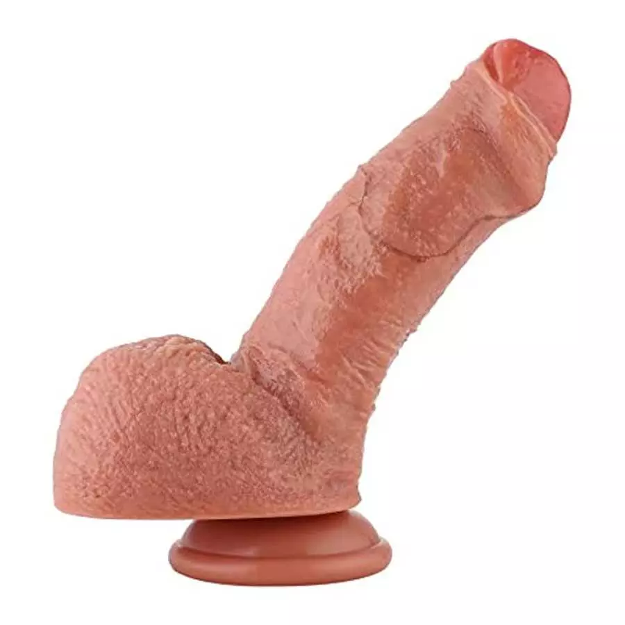 Dual Density Uncut Fat Dildo, Girth Soft Dildo, Realistic Penis with Suction Cup