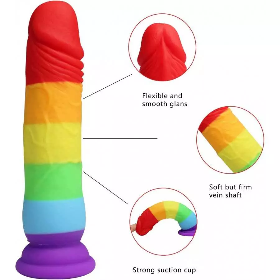 Small Realistic Dildo Xtoy King Adult Toys for Men, Body-Safe Silicone Dildo with Strong Suction Cup for Hands-Free Play, Rainbo