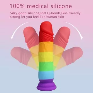 Small Realistic Dildo Xtoy King Adult Toys for Men, Body-Safe Silicone Dildo with Strong Suction Cup for Hands-Free Play, Rainbo