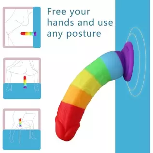 Small Realistic Dildo Xtoy King Adult Toys for Men, Body-Safe Silicone Dildo with Strong Suction Cup for Hands-Free Play, Rainbo