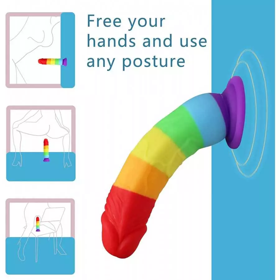 Small Realistic Dildo Xtoy King Adult Toys for Men, Body-Safe Silicone Dildo with Strong Suction Cup for Hands-Free Play, Rainbo