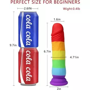 Small Realistic Dildo Xtoy King Adult Toys for Men, Body-Safe Silicone Dildo with Strong Suction Cup for Hands-Free Play, Rainbo