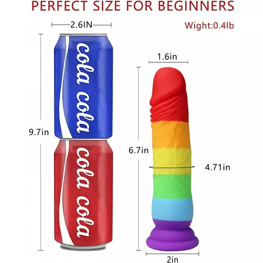 Small Realistic Dildo Xtoy King Adult Toys for Men, Body-Safe Silicone Dildo with Strong Suction Cup for Hands-Free Play, Rainbo