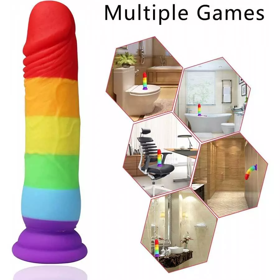 Small Realistic Dildo Xtoy King Adult Toys for Men, Body-Safe Silicone Dildo with Strong Suction Cup for Hands-Free Play, Rainbo