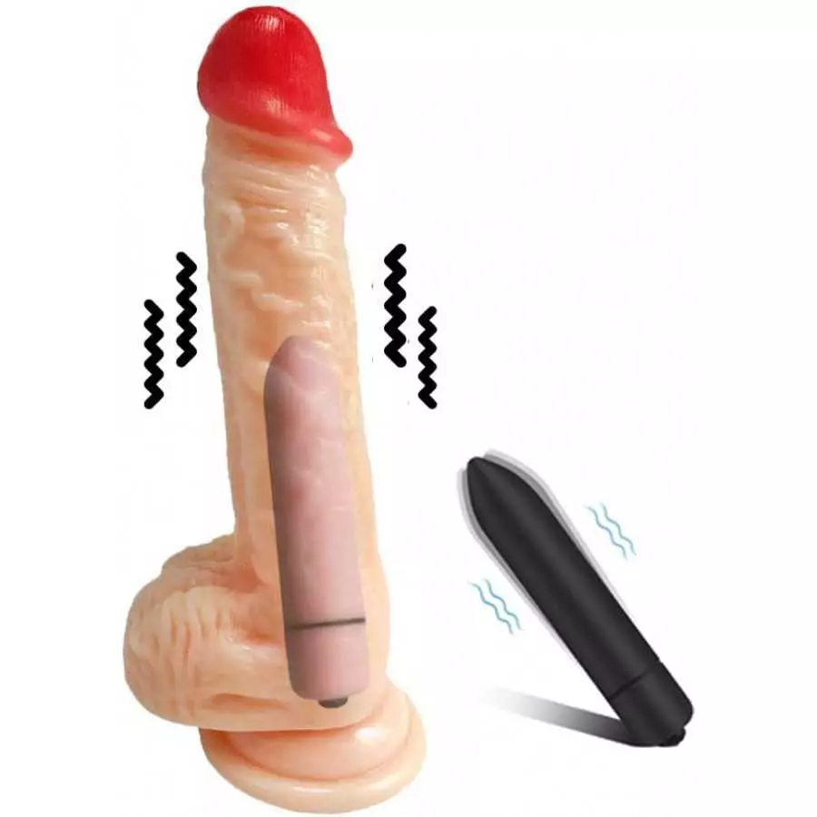 Vibrating Dildo Realistic Dildo with Bullet Vibrator Adult Sex Toy Suction Cup for Couple Women Lesbian Silicone Dildo for Sex G