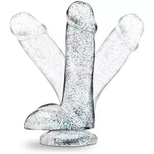 Blush - 6 inch Glitter Dildo - Soft Pliable Realistic Small 1.4" Wide - Strap On Compatible Suction Cup for Hands Free Play - Fe Blush - 6 inch Glitter Dildo - Soft Pliable Realistic Small 1.4" Wide - Strap On Compatible Suction Cup for Hands Free Play - Fe