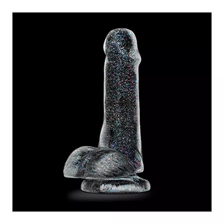 Blush - 6 inch Glitter Dildo - Soft Pliable Realistic Small 1.4" Wide - Strap On Compatible Suction Cup for Hands Free Play - Fe